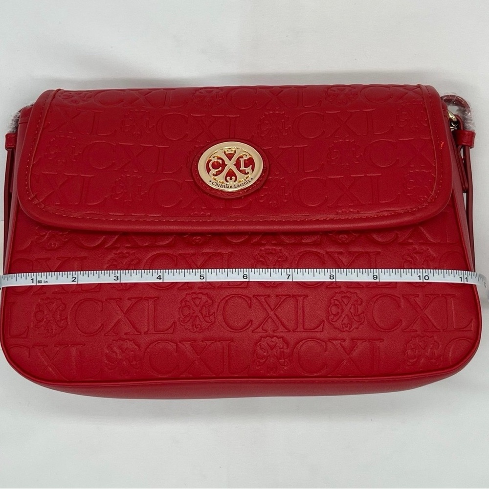 NWT Christian Lacroix Red Embossed Crossbody Bag